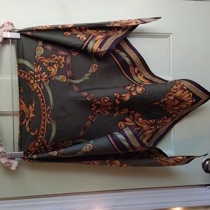 Equestrian neck waist hair scarf forest and gold